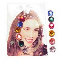 144 pcs Velcro Hair Jewels , Solitaire style - Round - S-001D